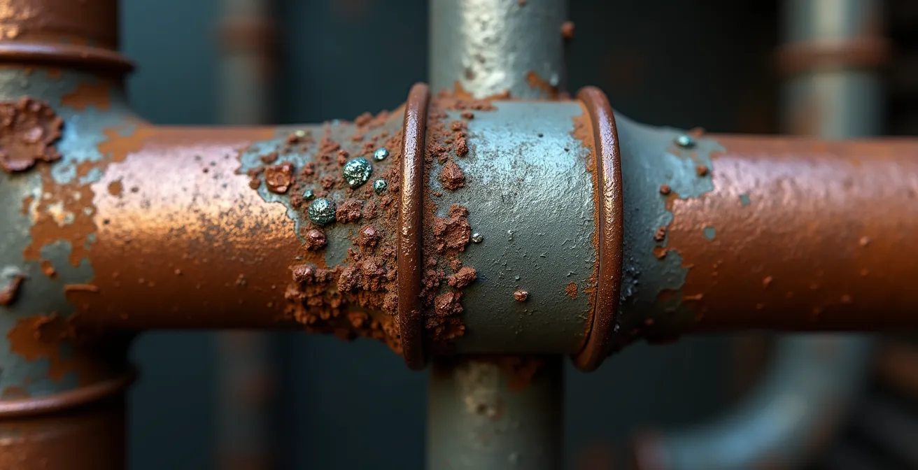 Vue macro montrant la dégradation progressive d'un composant de système CVC